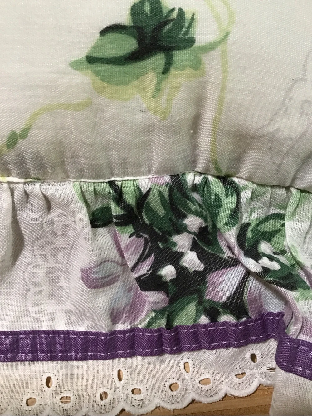 Floral Bunches of Violets Purple Ribbon Eyelet Lace Ruffle Small Throw Pillow